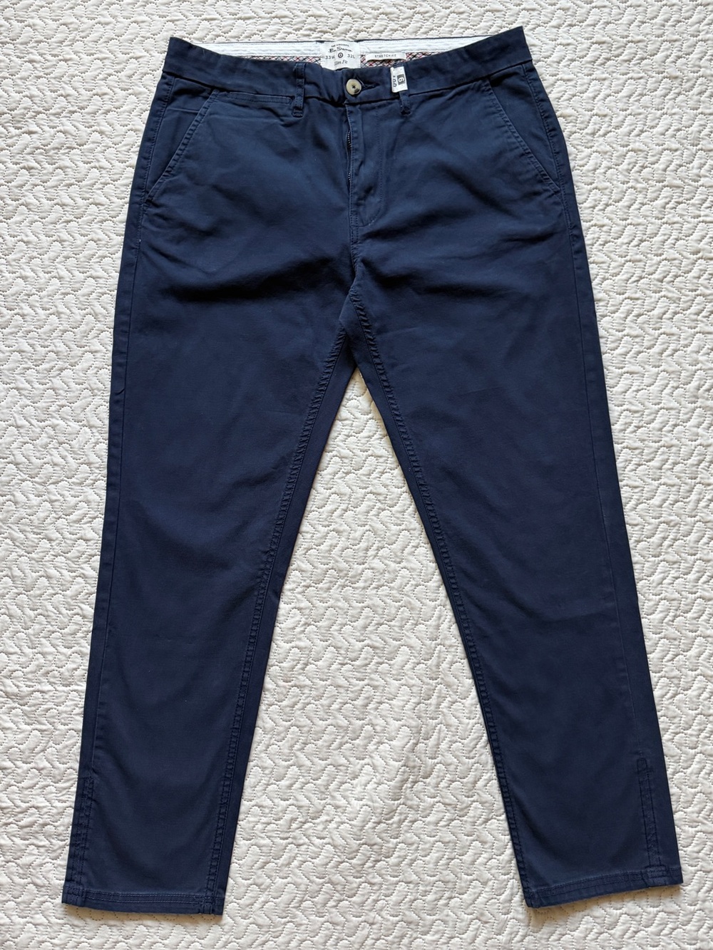 Ben Sherman Men’s Chino Pants 33x29 Navy Blue Slim Fit Stretch Casual